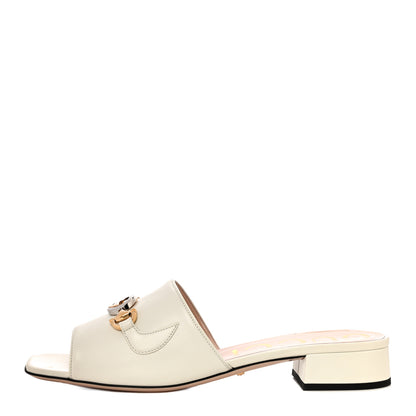 Gucci Malaga Kid Zumi Mid Heel Slide Sandals 39 Dusty White 1 of 12