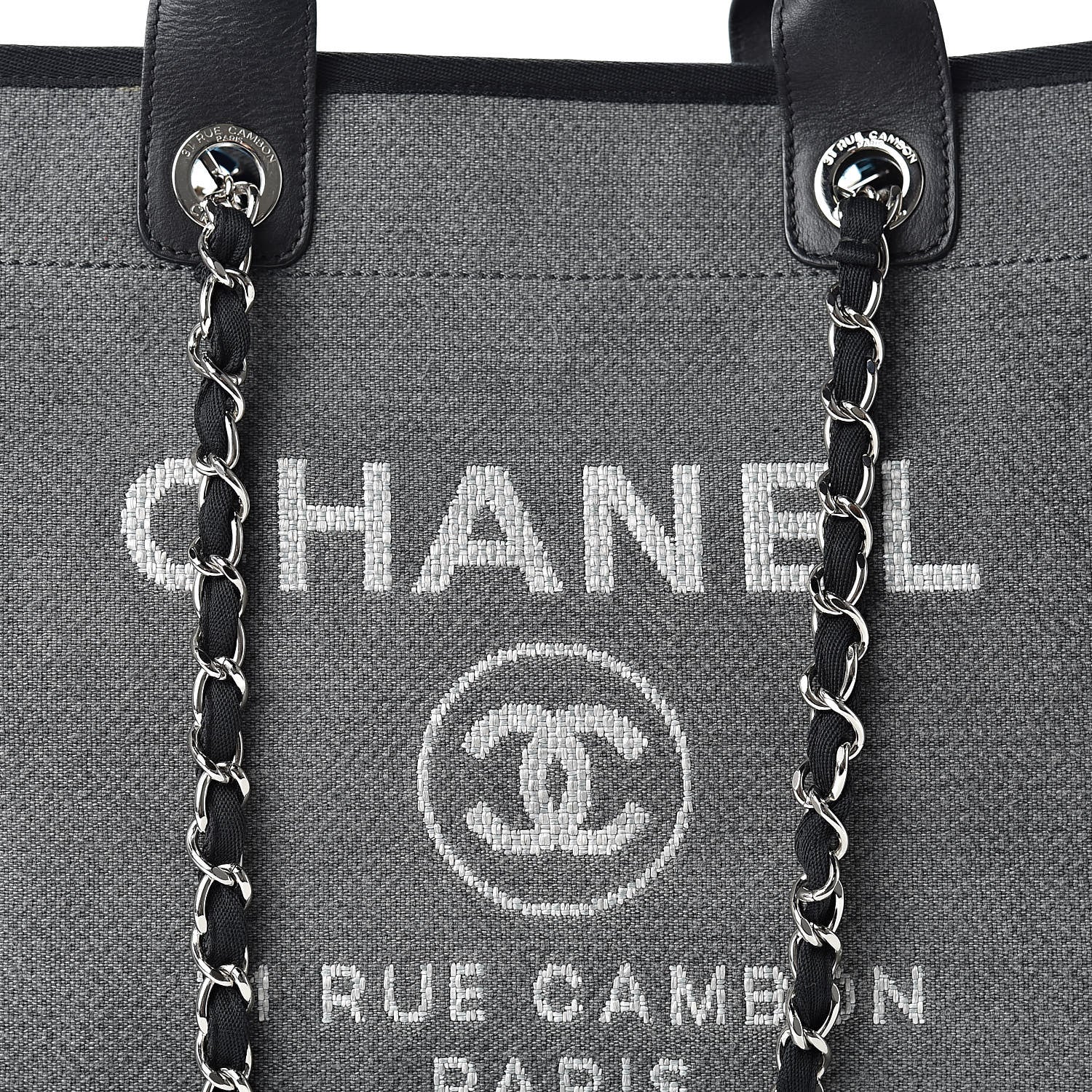 Chanel Canvas Large Deauville Tote Grey 8 of 10
