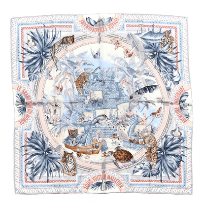 Louis Vuitton Silk Voyage Extraordinaire Square Scarf Blue Grey 1 of 3