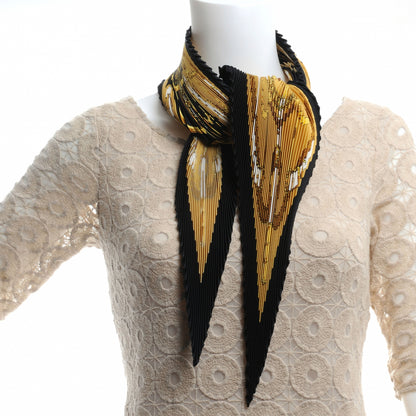 Hermes Silk Plisse Eperon D Or Scarf 90 Black Gold 3 of 6