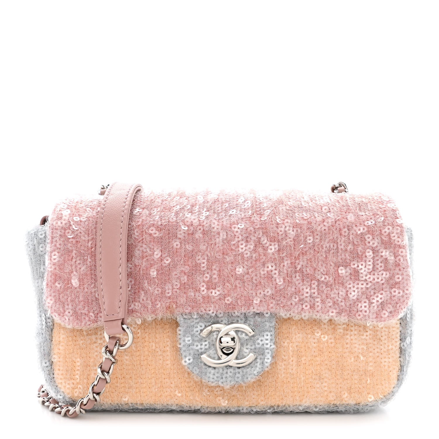 Chanel Sequin Mini Waterfall Flap Pink Blue Yellow 1 of 10
