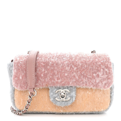 Chanel Sequin Mini Waterfall Flap Pink Blue Yellow 1 of 10