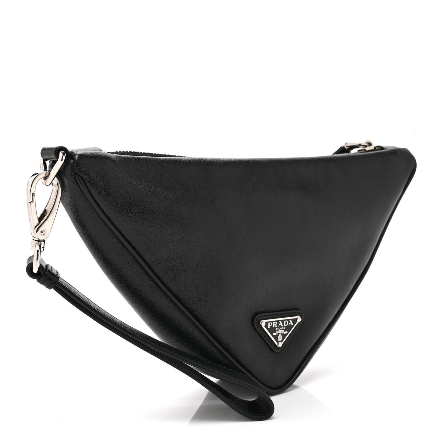 Grace Lux Triangle Logo Embossed Triangle Wristlet Pouch Black