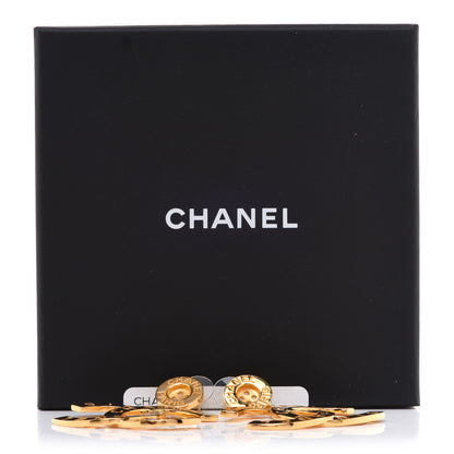 Chanel Metal Large Paris Button Earrings Gold 5 of 5