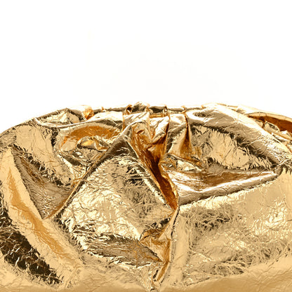 Bottega Veneta Metallic Crinkled Lambskin The Pouch Oversized Clutch Oro 8 of 11
