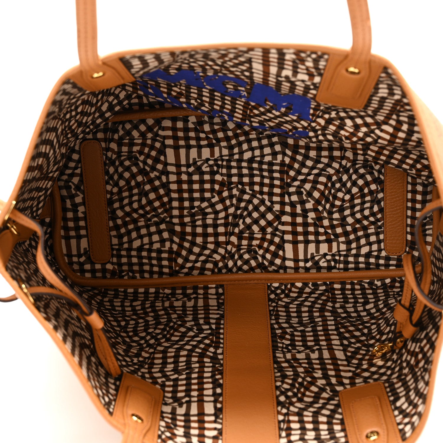 MCM Visetos Medium Liz Reversible Shopper Tote Cognac 8 of 15