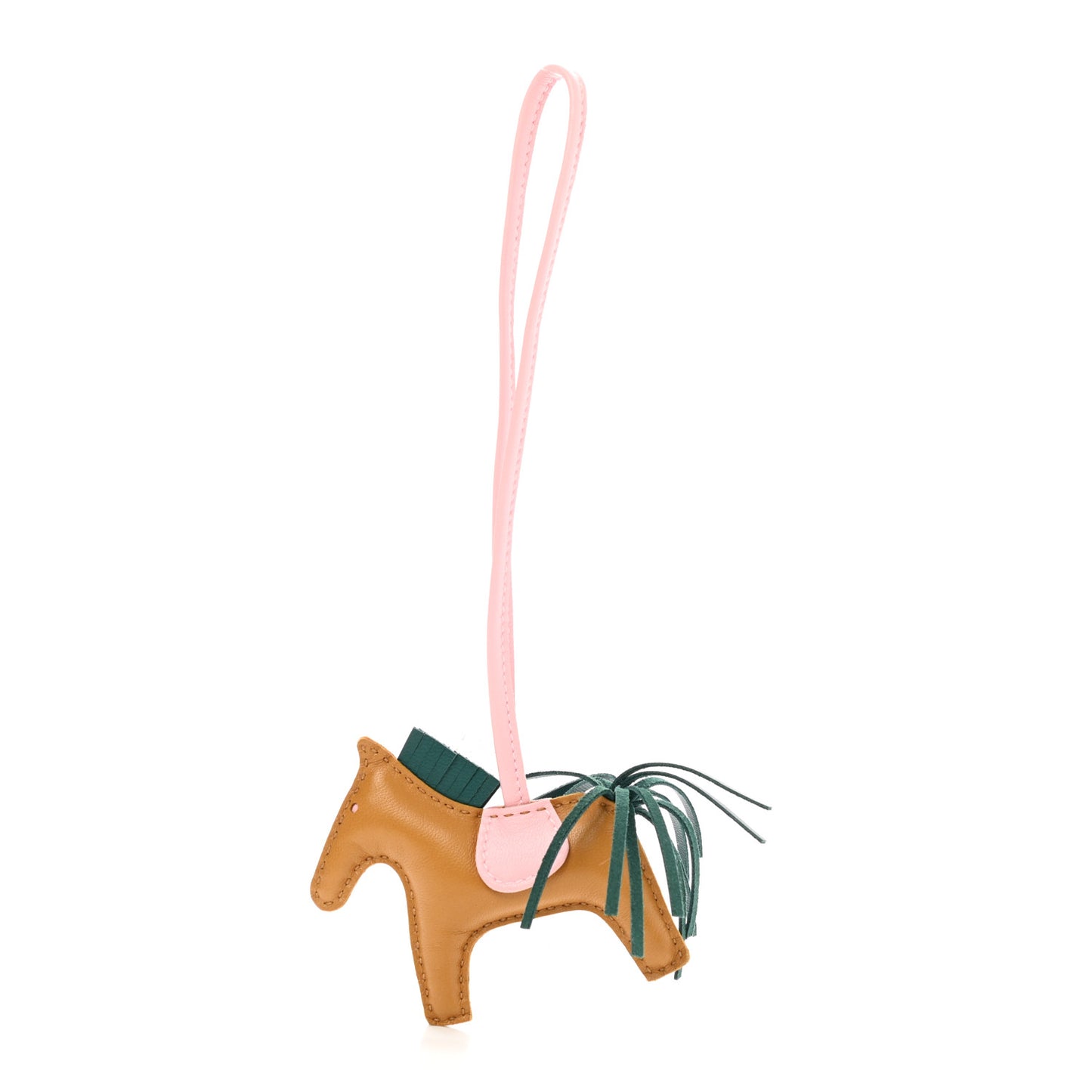 Milo Lambskin Grigri Rodeo Horse Bag Charm PM Sesame Malachite Rose Sakura