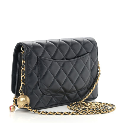 Chanel Lambskin Quilted CC Pearl Crush Wallet on Chain WOC Black 3 of 19