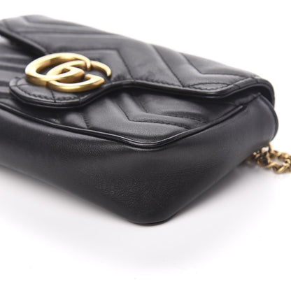 Gucci Calfskin Matelasse Super Mini GG Marmont Shoulder Bag Black 9 of 12