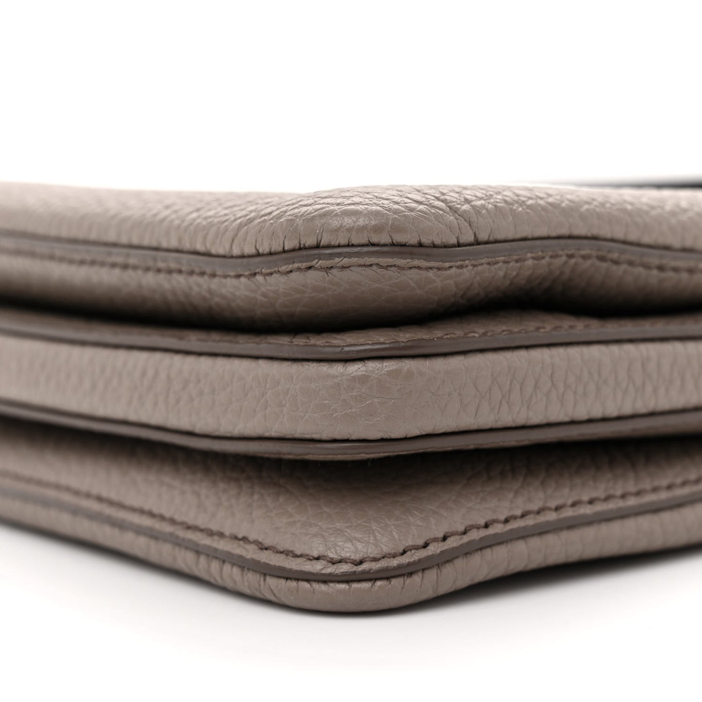 Vitello Daino Soft Mini Zippered Shoulder Bag Clay Grey