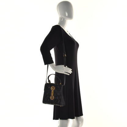 Versace Nappa Crystal Embroidered Baroque Alphabet Icon Flap Black 2 of 16