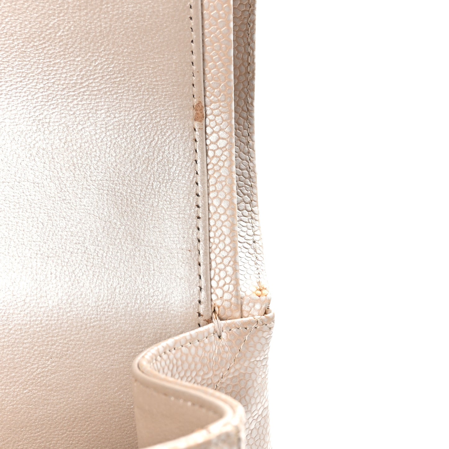 Metallic Caviar Quilted Maxi Double Flap Beige