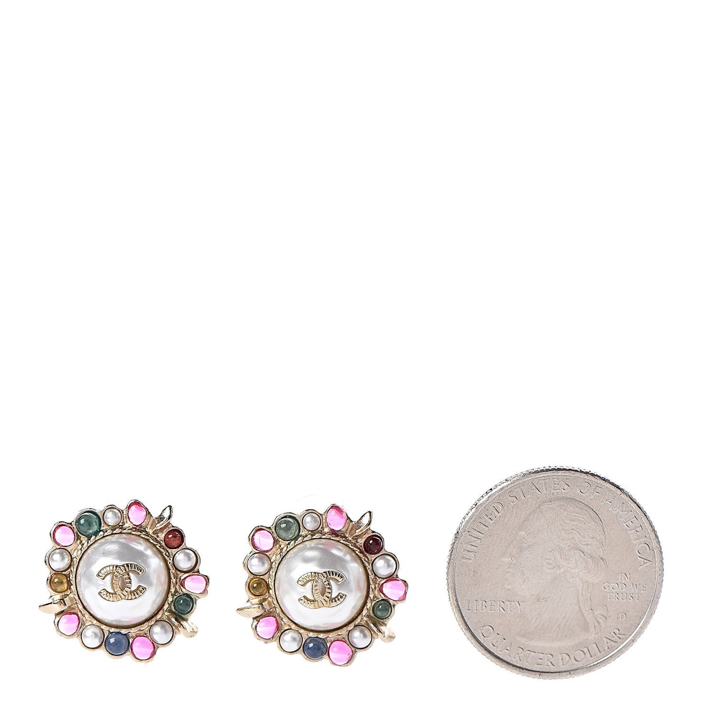 Pearl Resin CC Earrings Multicolor Gold
