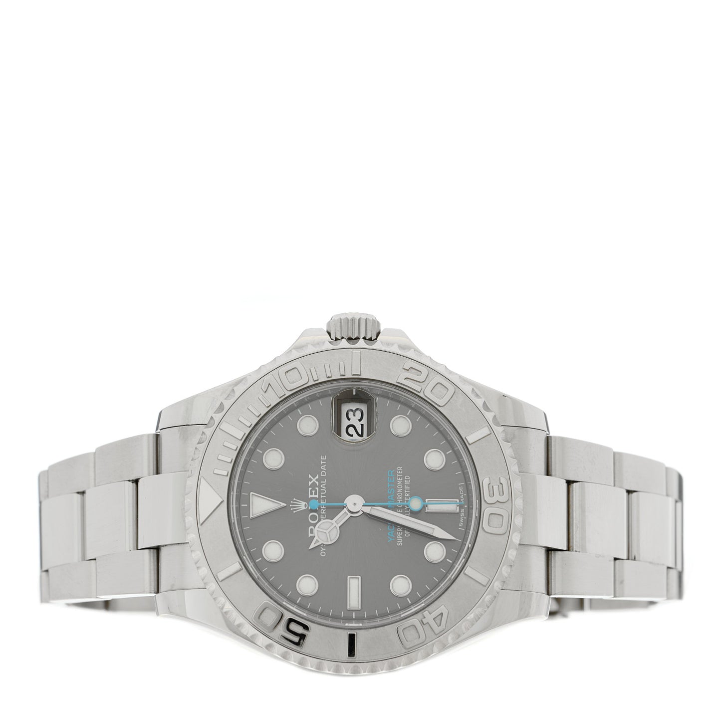 Stainless Steel Platinum 37mm Oyster Perpetual Date Yacht-Master Watch Slate 268622