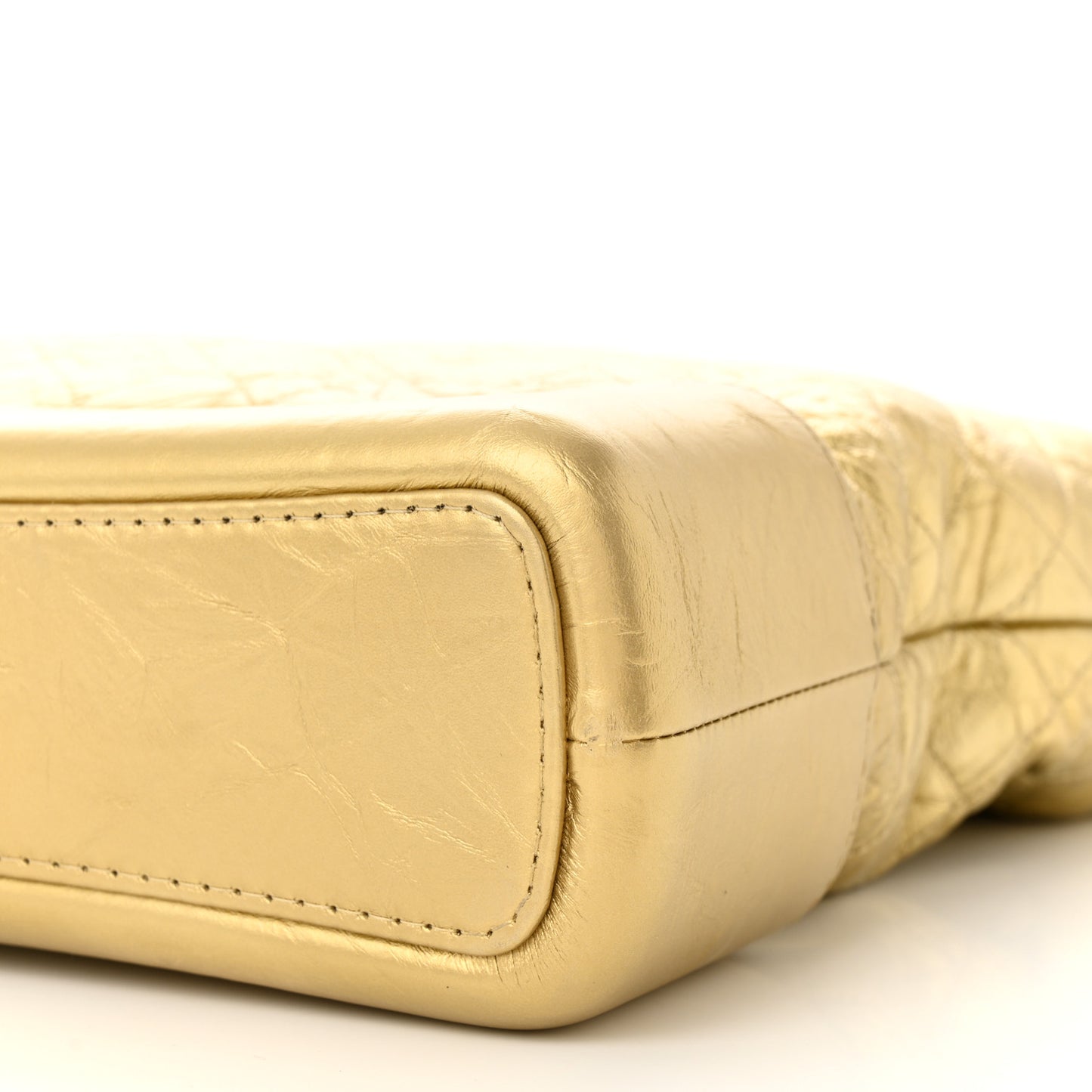 Metallic Lambskin Calfskin Quilted Large Gabrielle Hobo Gold