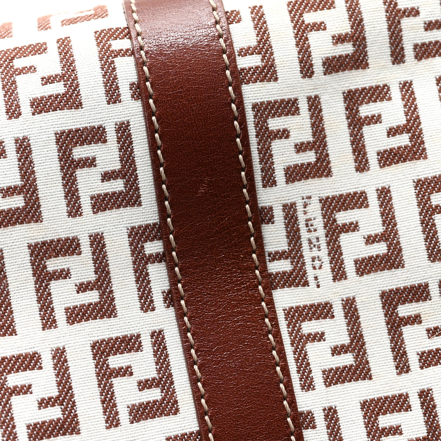 Fendi Zucchino Large Charm Shopping Tote White Brown 11 of 11