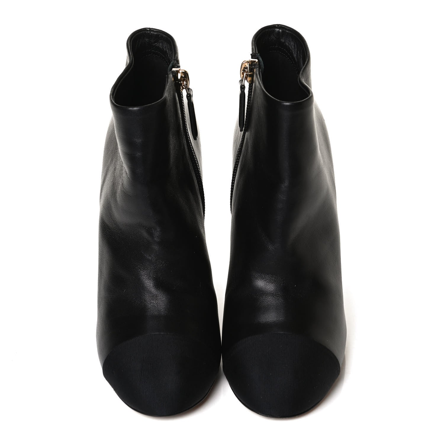 Chanel Lambskin Grossgrain Pearl Cap Toe Boots 35 Black 5 of 14