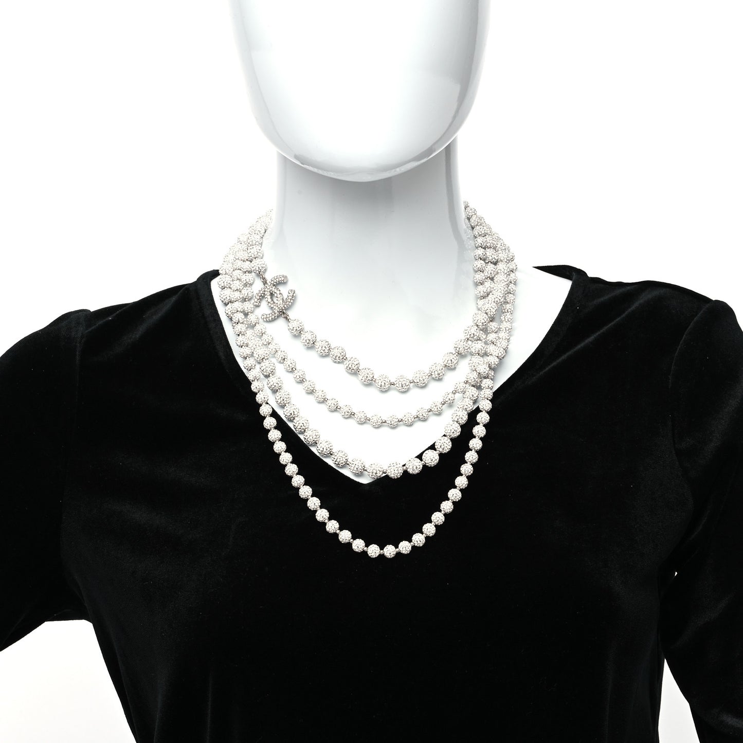 Strass Bubble CC Multi Strand Necklace Silver