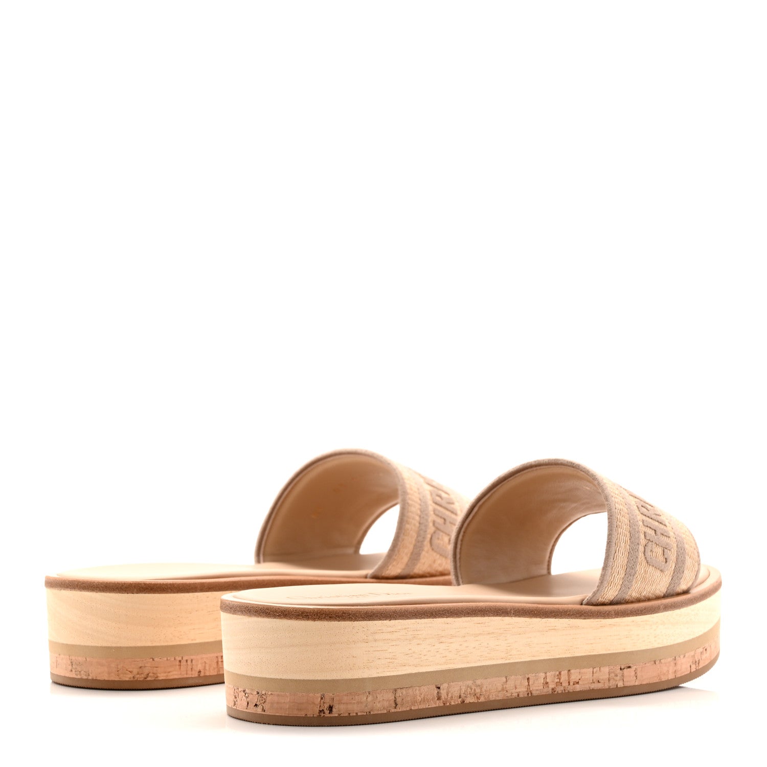 Christian Dior Raffia Dioriviera Embroidered Dway Platform Slide Sandals 40 Cookie 4 of 10