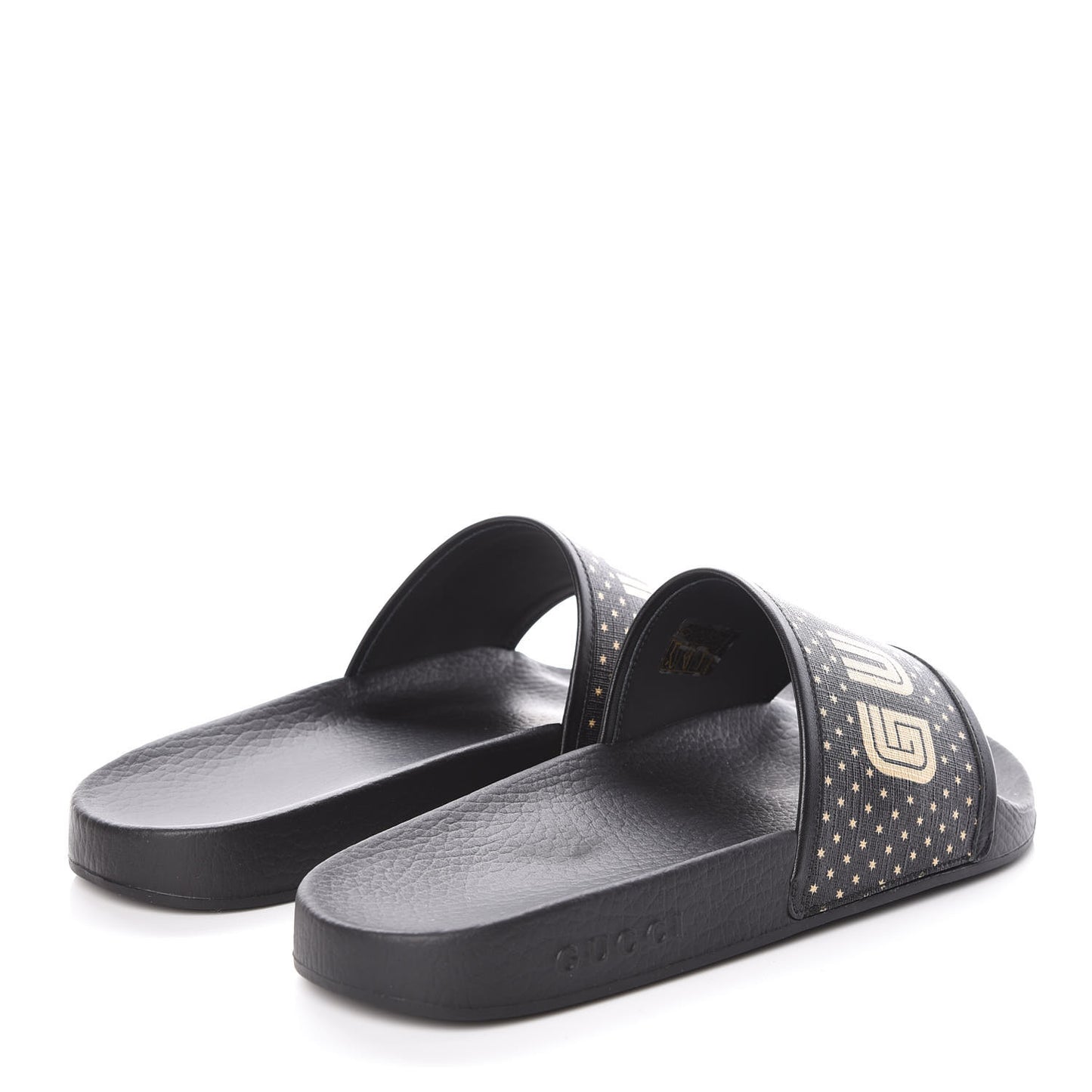 X SEGA Supreme Canvas GUCCY Stars Mens Slide Sandals 8 Black Gold