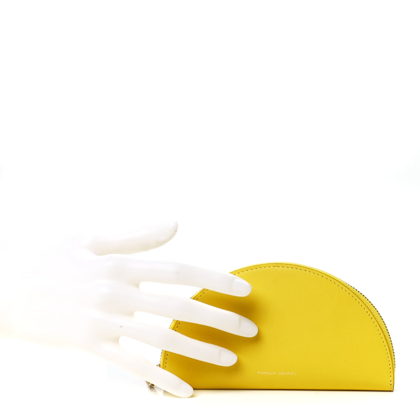 Calfskin Half Moon Clutch Yellow