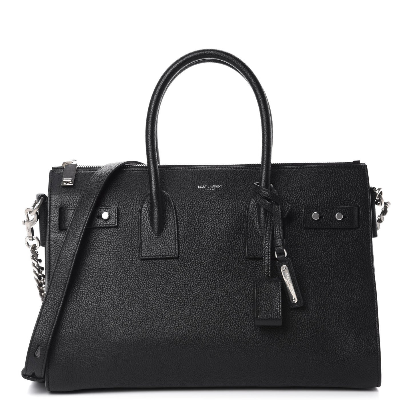 Grained Calfskin Small Supple Sac De Jour Duffle Black