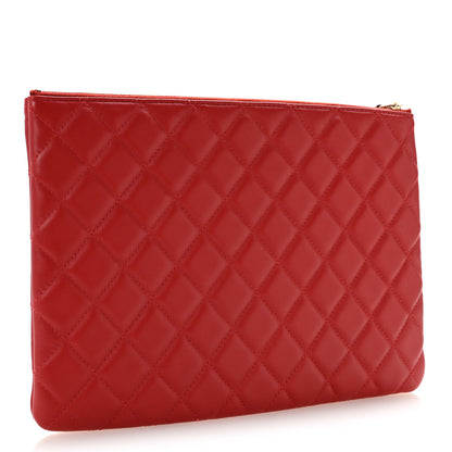 Chanel Lambskin Quilted Medium Casino Beauty CC Cosmetic Case Red 3 of 10