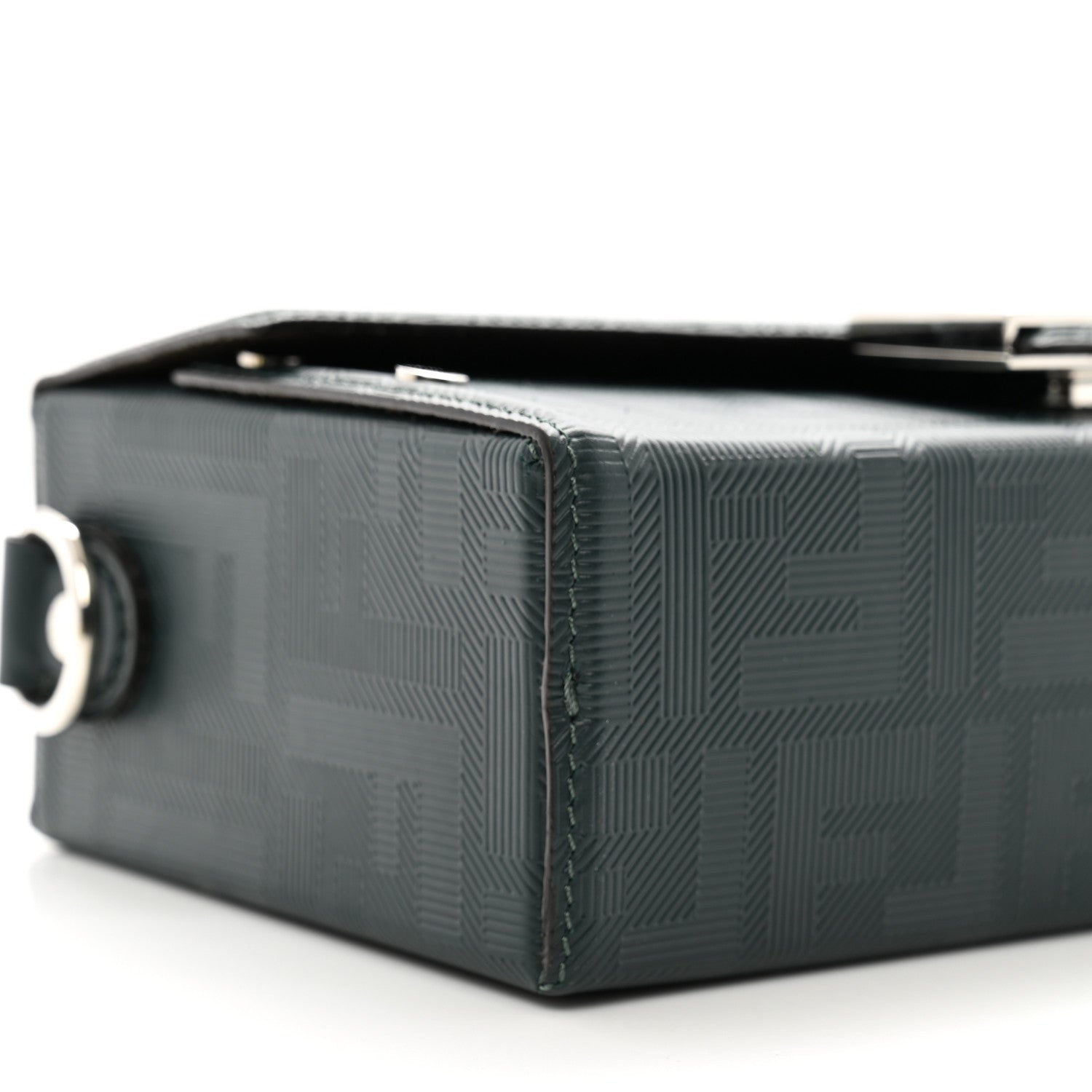 Fendi Vitello King FF Lines Embossed Baguette Soft Trunk Verde Inglese 9 of 10