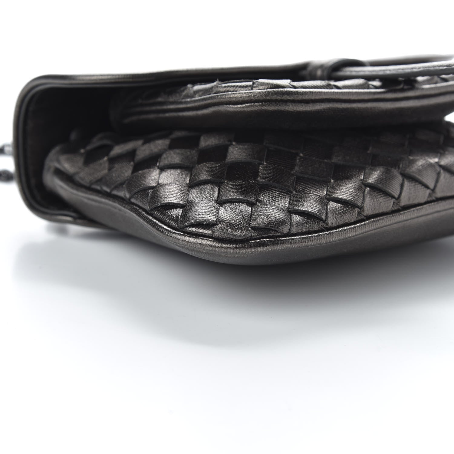 Bottega Veneta Nappa Intrecciato Front Pocket Flap With Chain Dark Silver 6 of 9