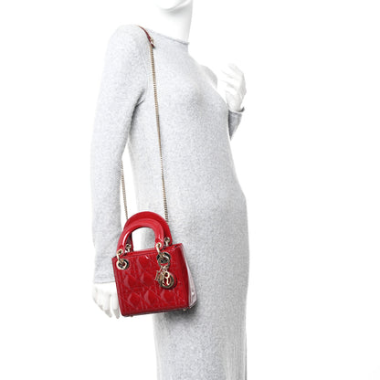 Christian Dior Patent Cannage Mini Lady Dior Red 2 of 10