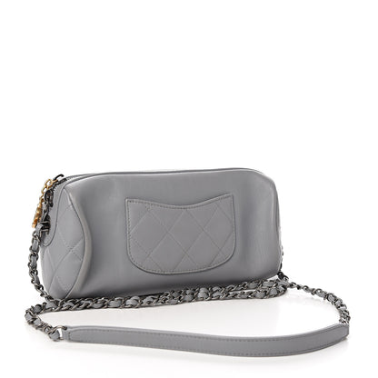 Chanel Calfskin Chain 20s Signature Bowling Bag Light Gray 2 of 12