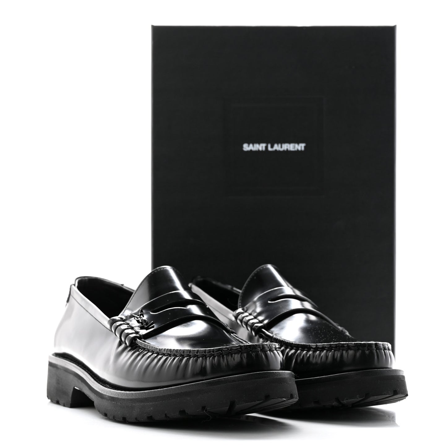 Glazed Calfskin Chunky Le Loafer Penny Slippers 39 Black
