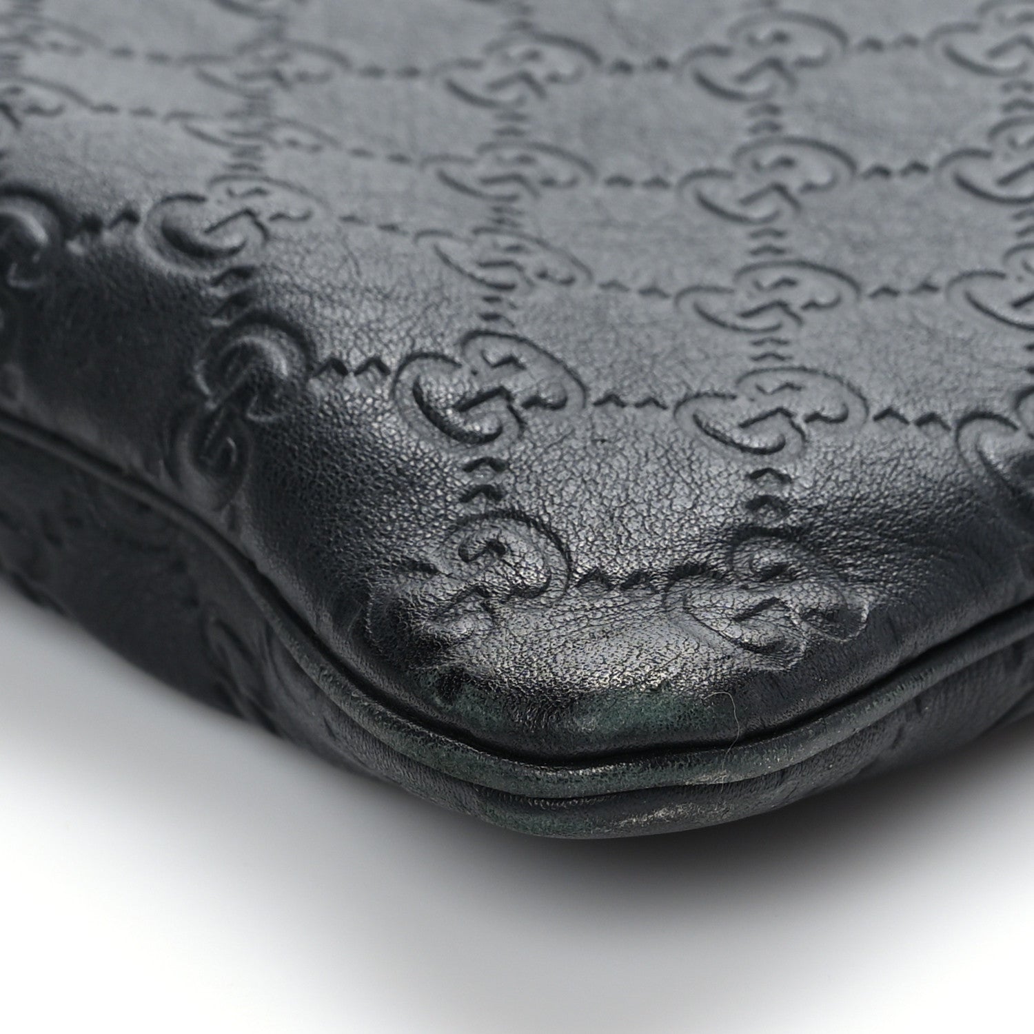 Gucci Guccissima Medium Flat Messenger Bag Black 8 of 9
