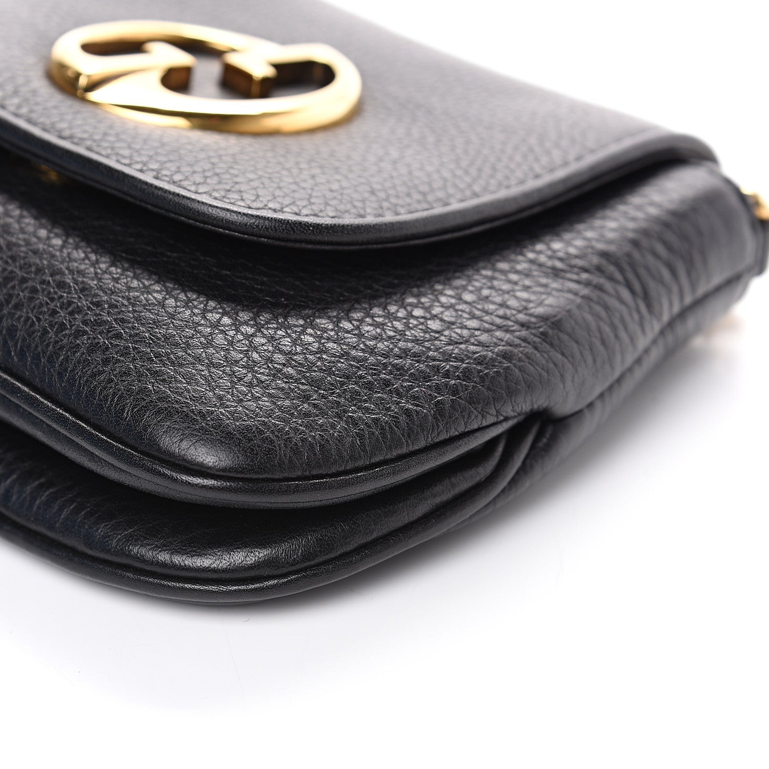 Gucci Pebbled Calfskin Small 1973 Chain Shoulder Bag Black 8 of 10