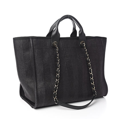 Chanel Mixed Fibers Calfskin Striped Medium Deauville Tote Black 2 of 10