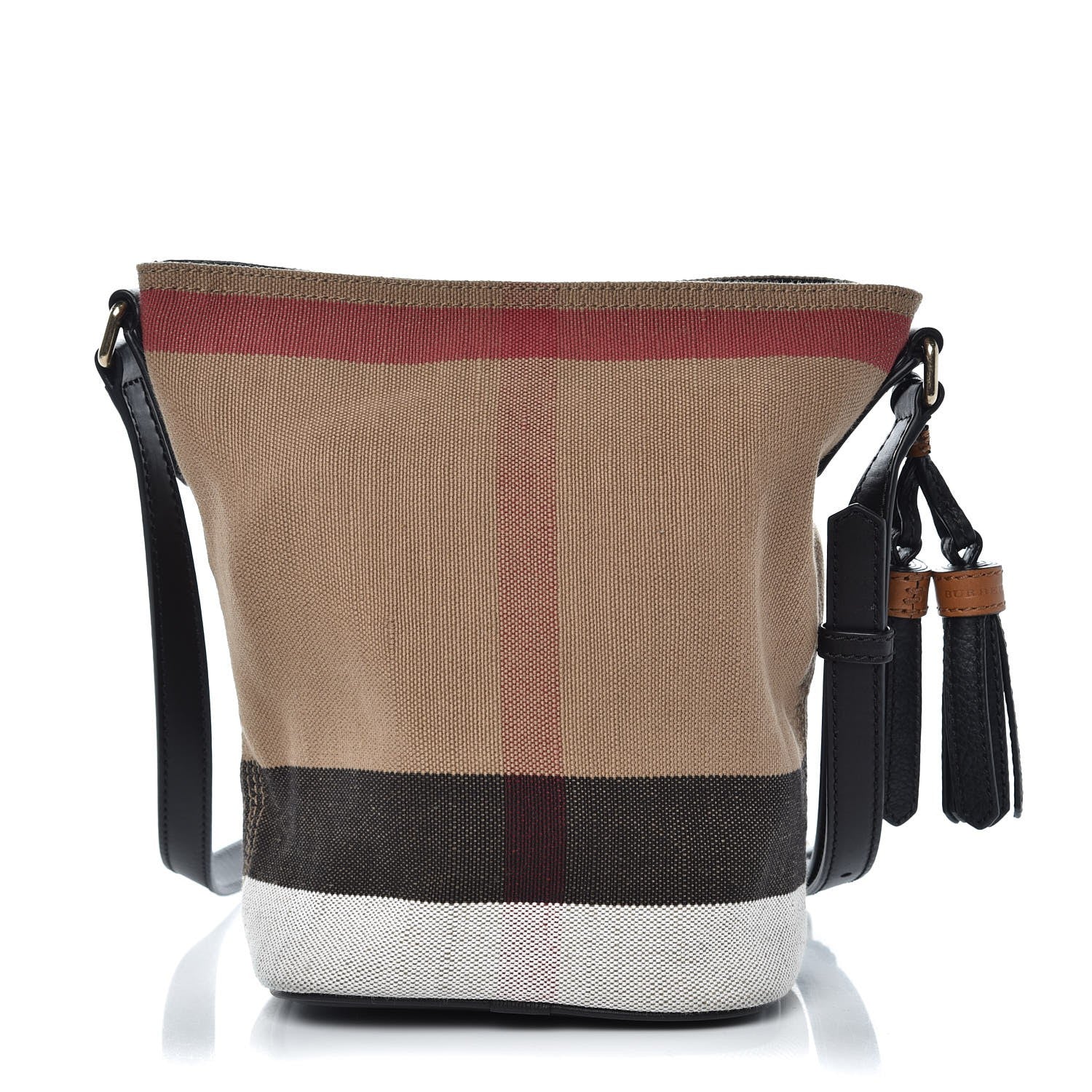 Burberry Canvas Mega Check Mini Ashby Tassel Crossbody Black 1 of 10