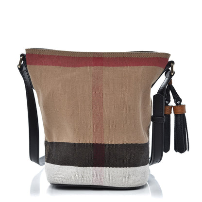 Burberry Canvas Mega Check Mini Ashby Tassel Crossbody Black 1 of 10