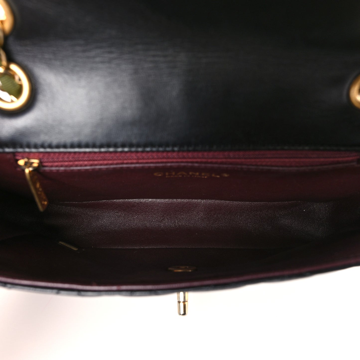 Lambskin Quilted Small Two Tone Day Flap Black Kaki