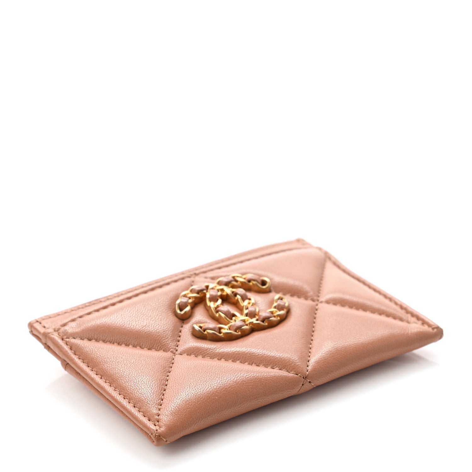 Chanel Lambskin Quilted Chanel 19 Card Holder Brown 4 of 10