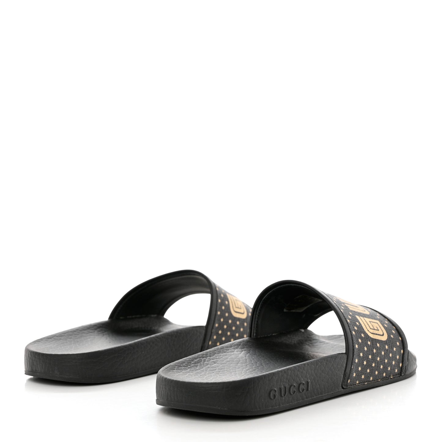 X SEGA Supreme Canvas GUCCY Stars Womens Slide Sandals 39 Black Gold