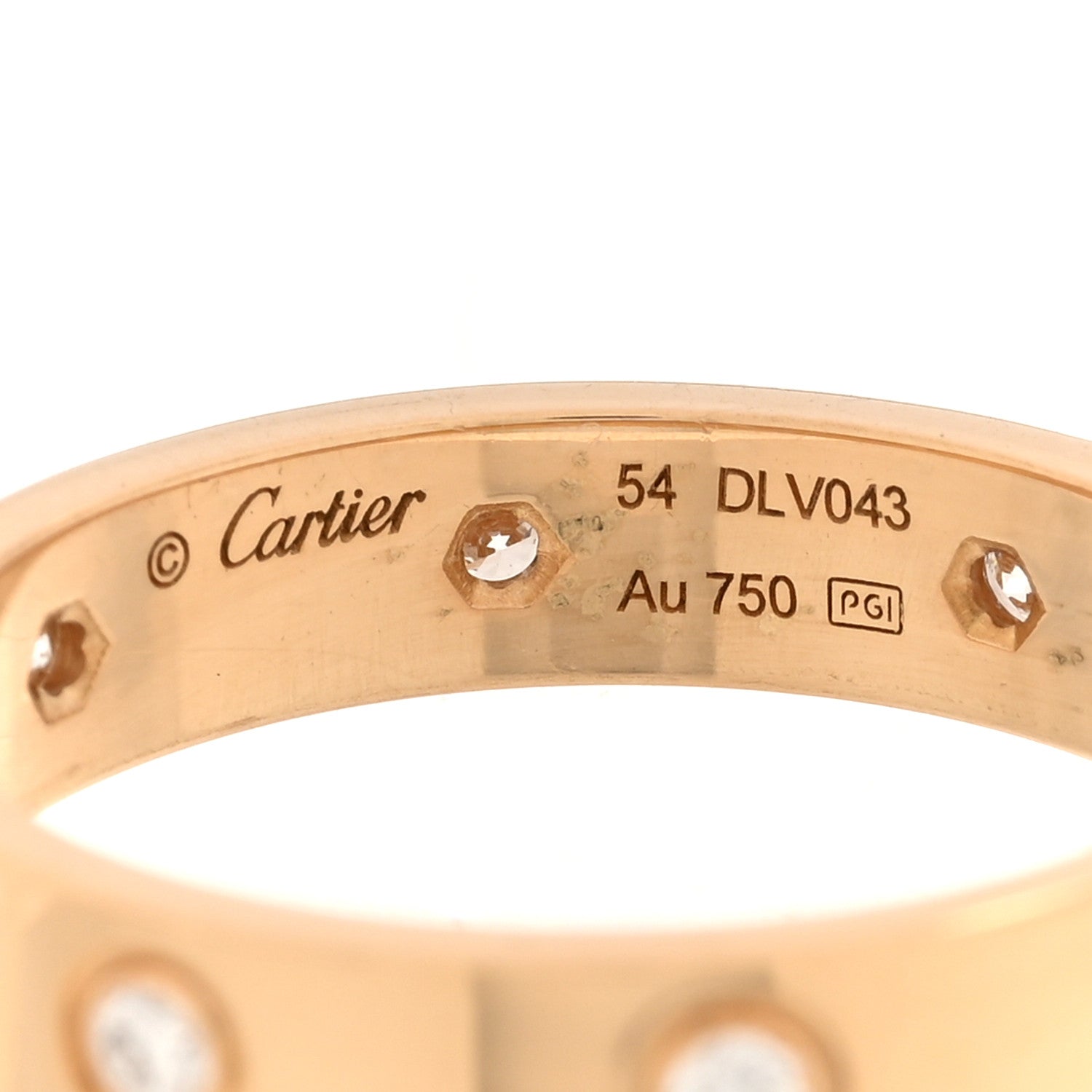Cartier 18K Yellow Gold 8 Diamond 4mm LOVE Wedding Band Ring 54 7 4 of 4