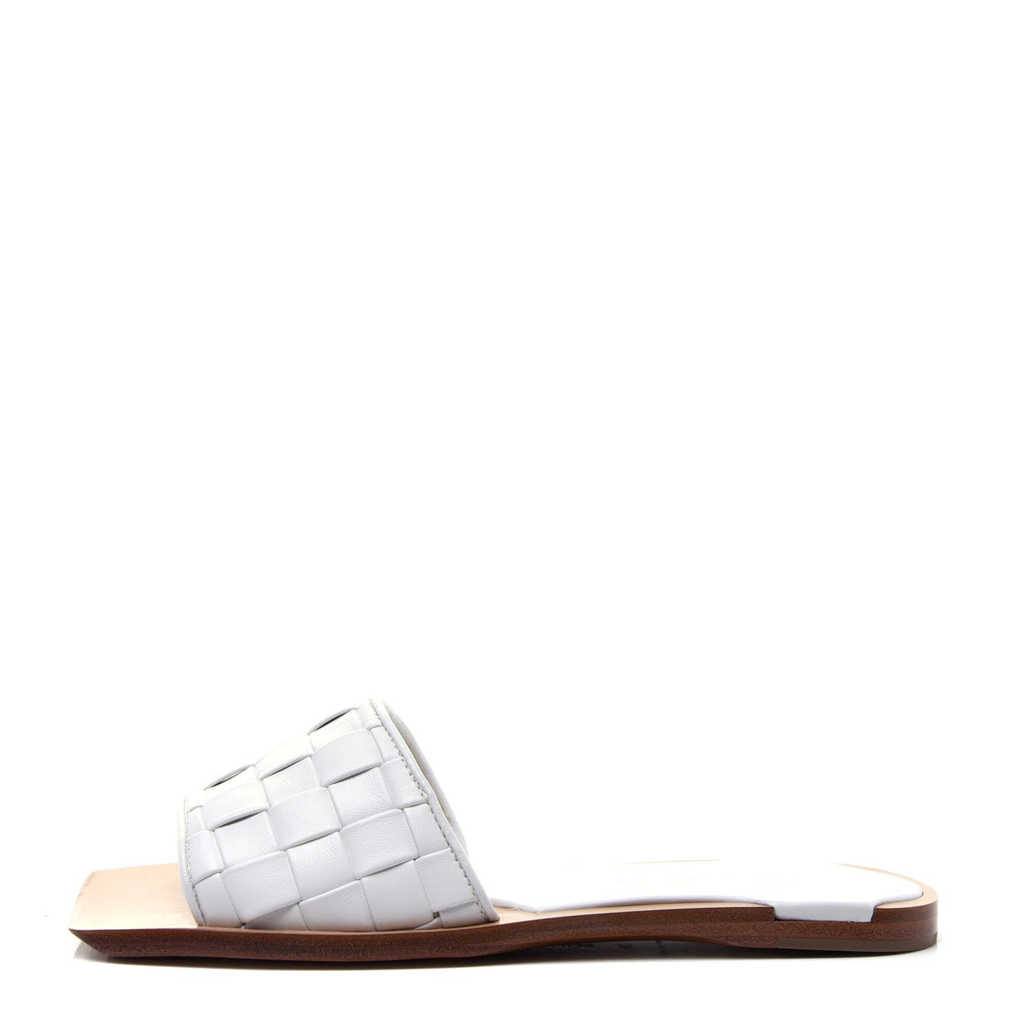 Bottega Veneta Nappa Intrecciato Squared Toe Flat Sandals 36 White 1 of 10