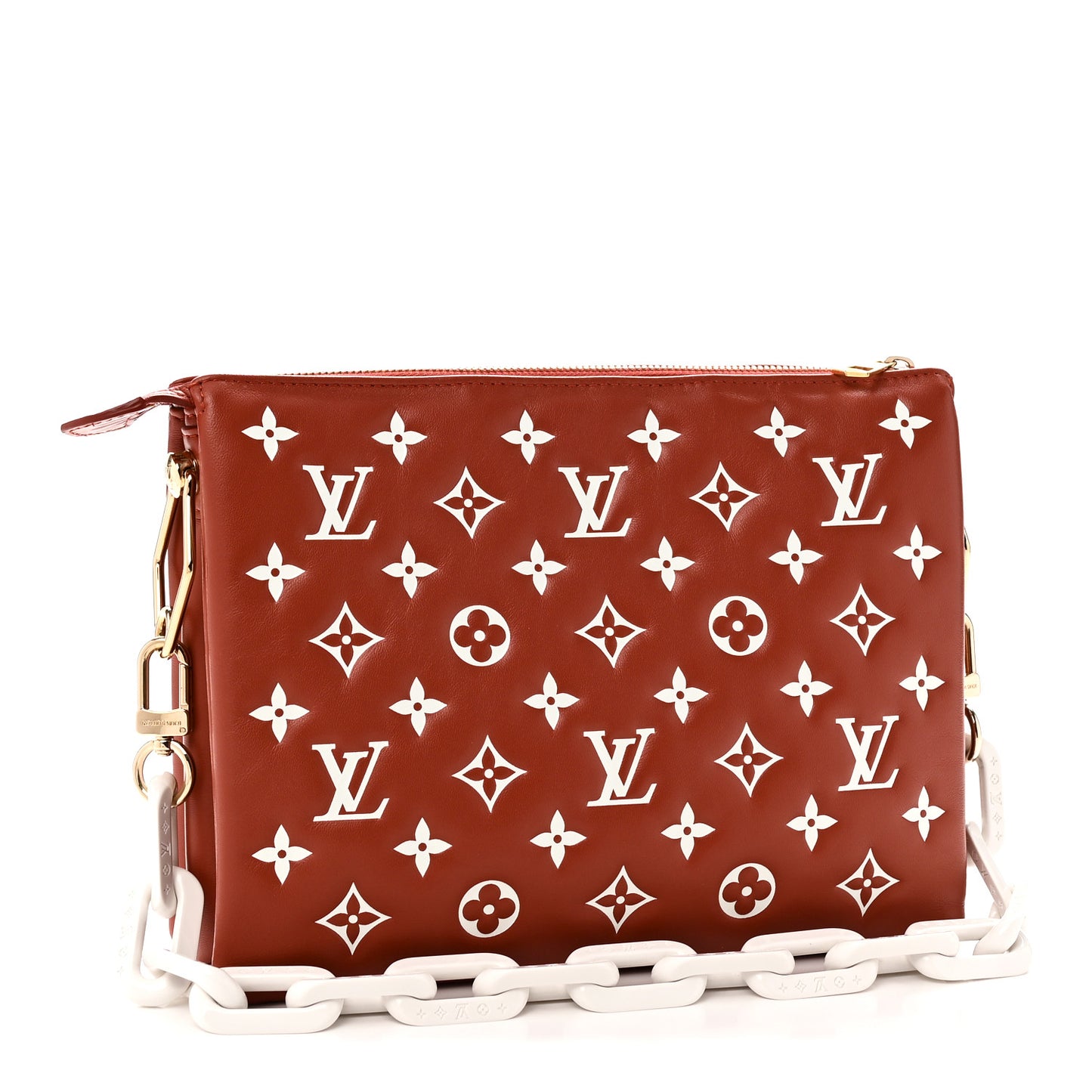 Lambskin Embossed Monogram Coussin PM Terracotta Brown
