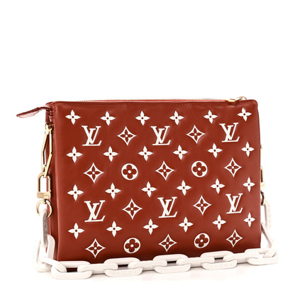 Louis Vuitton Lambskin Embossed Monogram Coussin PM Terracotta Brown 3 of 11