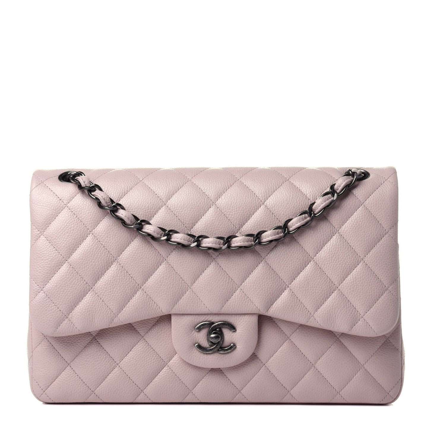 Caviar Quilted Jumbo Double Flap Light Pink