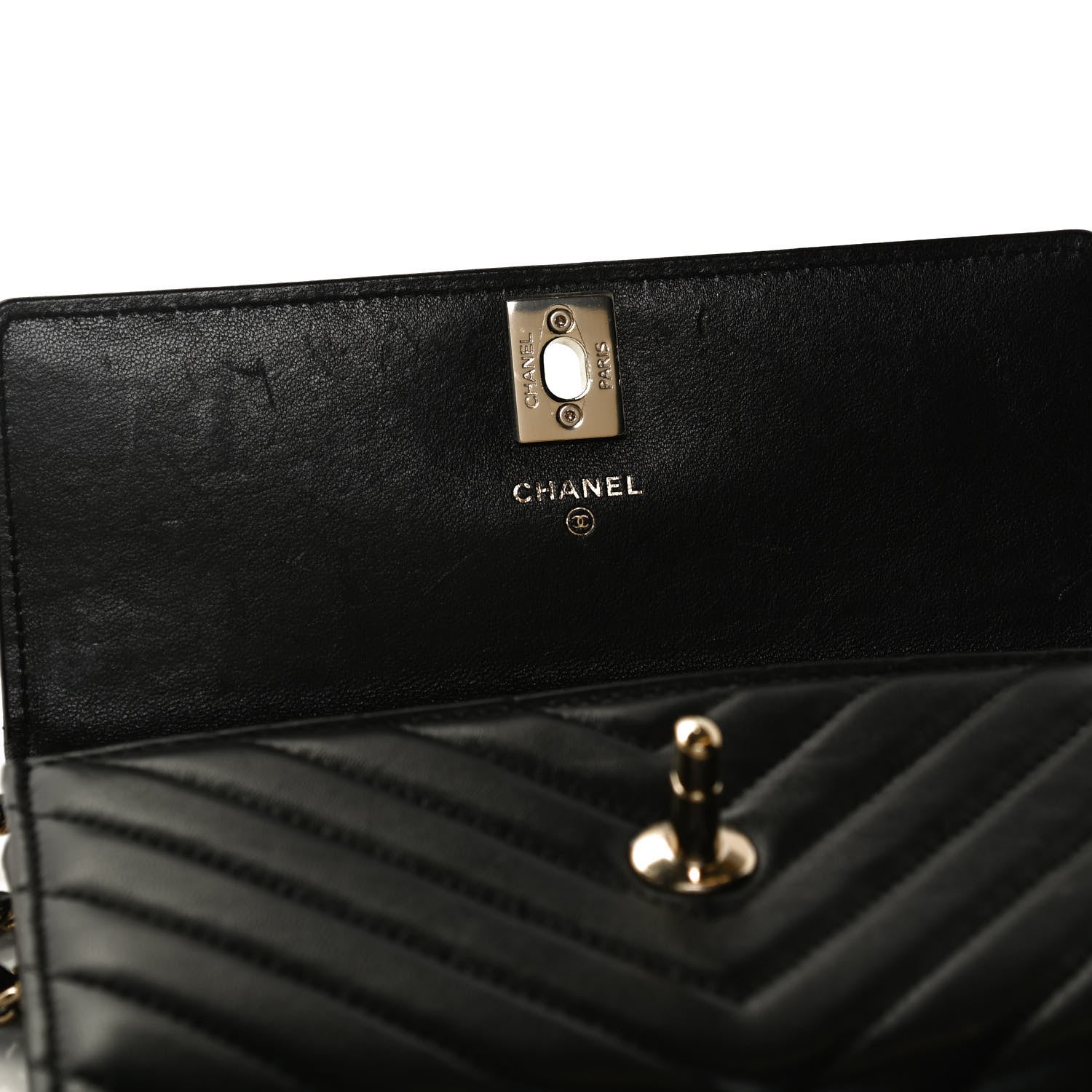 Chanel Lambskin Chevron Quilted Trendy CC Wallet On Chain WOC Black 10 of 12