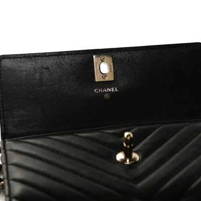 Chanel Lambskin Chevron Quilted Trendy CC Wallet On Chain WOC Black 10 of 12