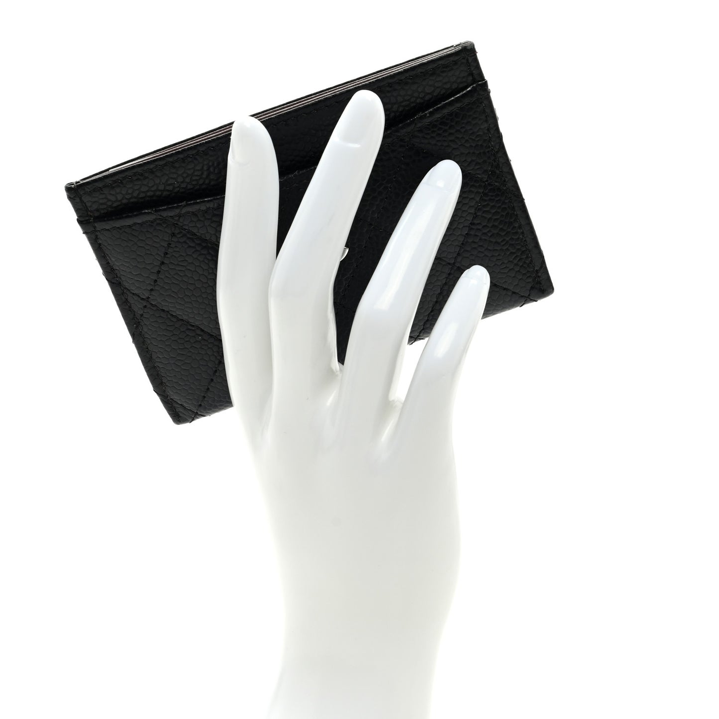 Caviar Quilted Card Holder Black