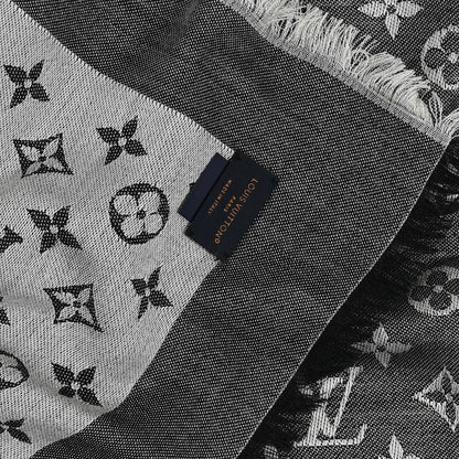 Louis Vuitton Silk Wool Monogram Denim Shawl Black 3 of 4