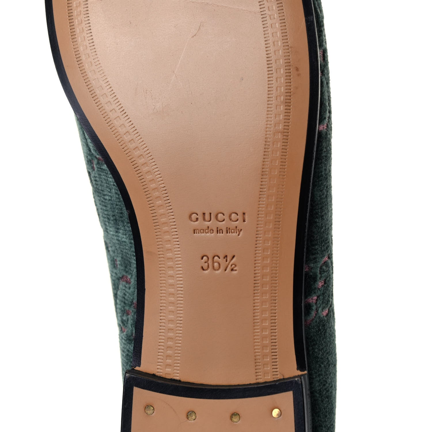 Gucci Velvet Malaga Kid GG Monogram Horsebit Womens Jordaan Loafers 36.5 Avio Dusty Pink Black 5 of 5